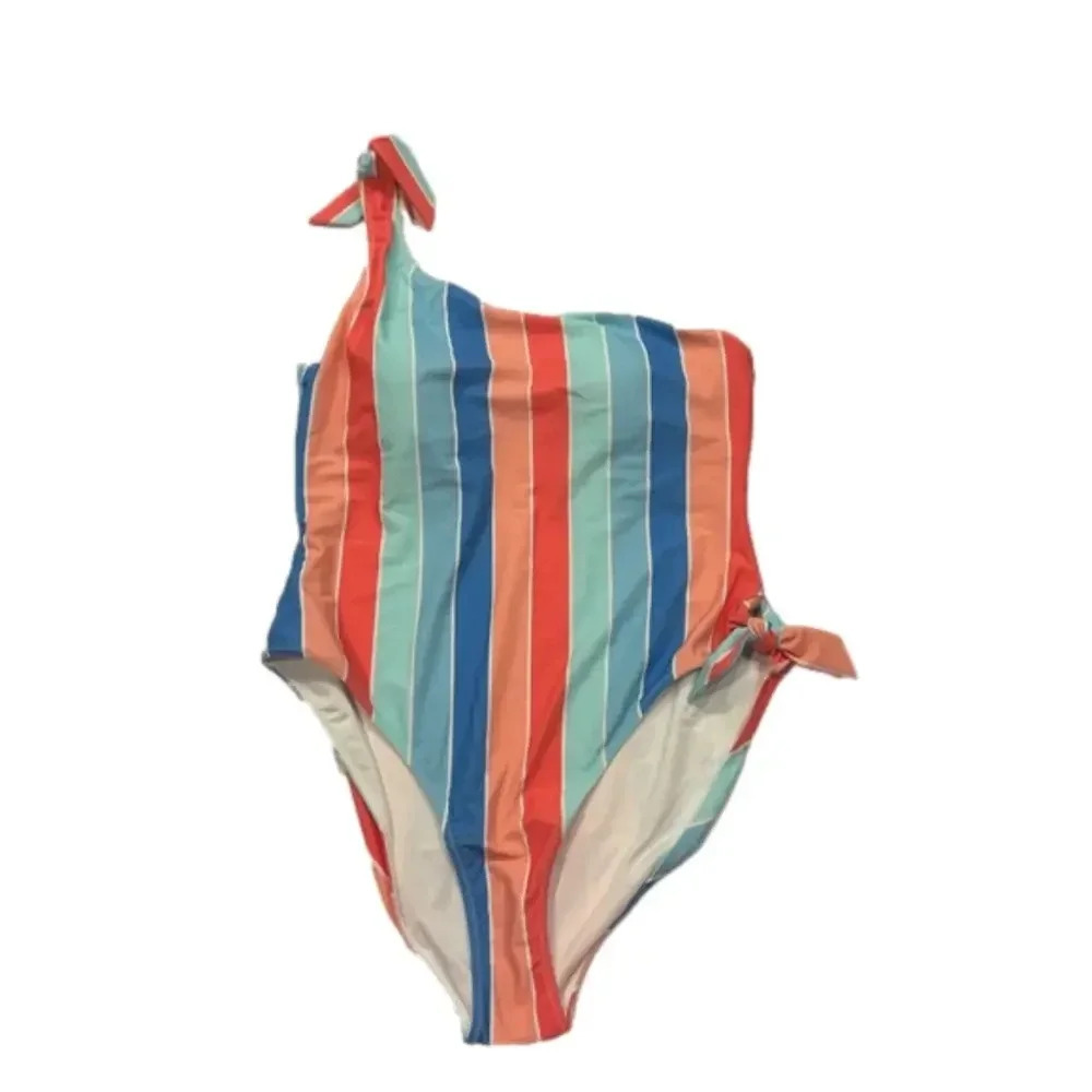 Southern Tide Womens Sunny Days Stripe One Piece Swimsuit - Flamingo Pink Size L